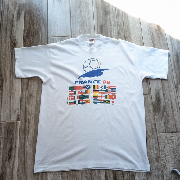 Rare Vintage 1998 France World Cup tee Size XL Single Stitch 100% Heavy Cotton M - Picture 1 of 7